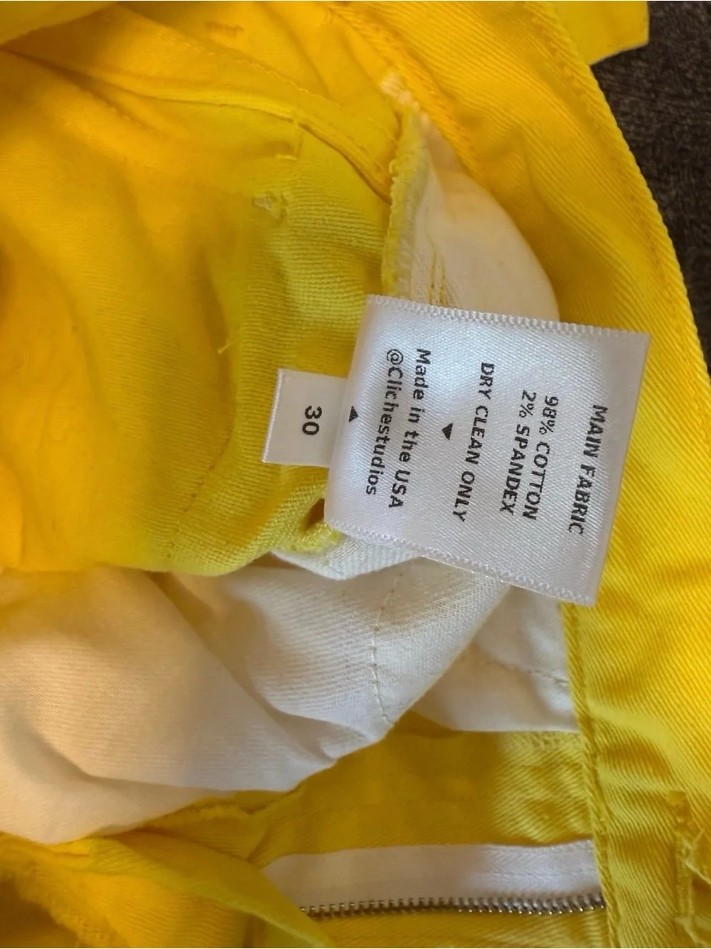Cliche Jeanius Studios Yellow Cargo Pants Mens 30 Lil Durk Stacked Denim Jeans